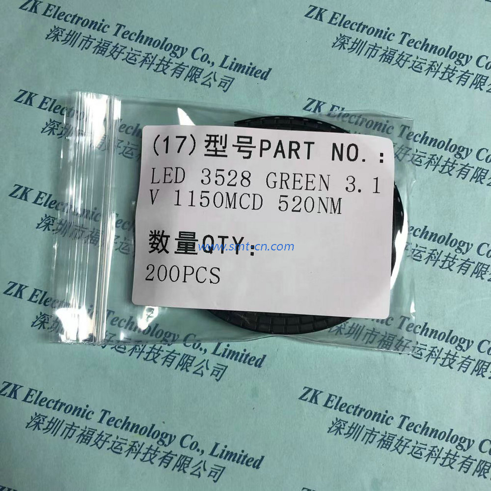  LED 3528 GREEN 3.1V 1150MCD 520NM instead 150141GS73100 LED GREEN CLEAR 3528 SMD 150141GS73100 WURTH